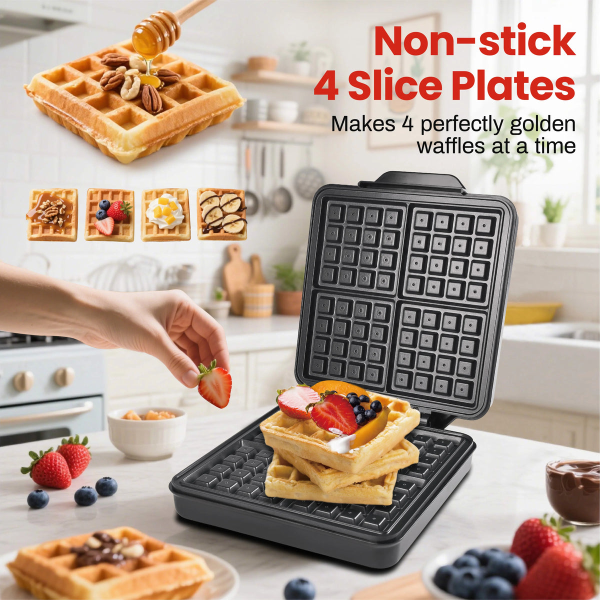 Nonstick Belgian And Classic Waffle Maker With Easy Cleanup