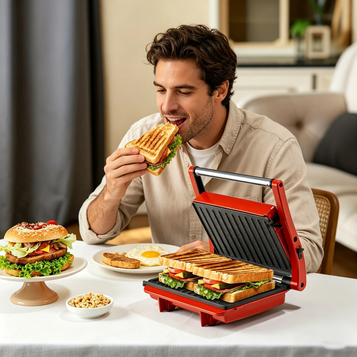 Suslas 1000W Electric Panini Press With Nonstick Plates