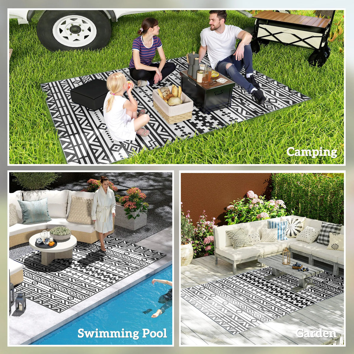 Modern Geometric Outdoor Rug Crafted From Durable Polypropylene