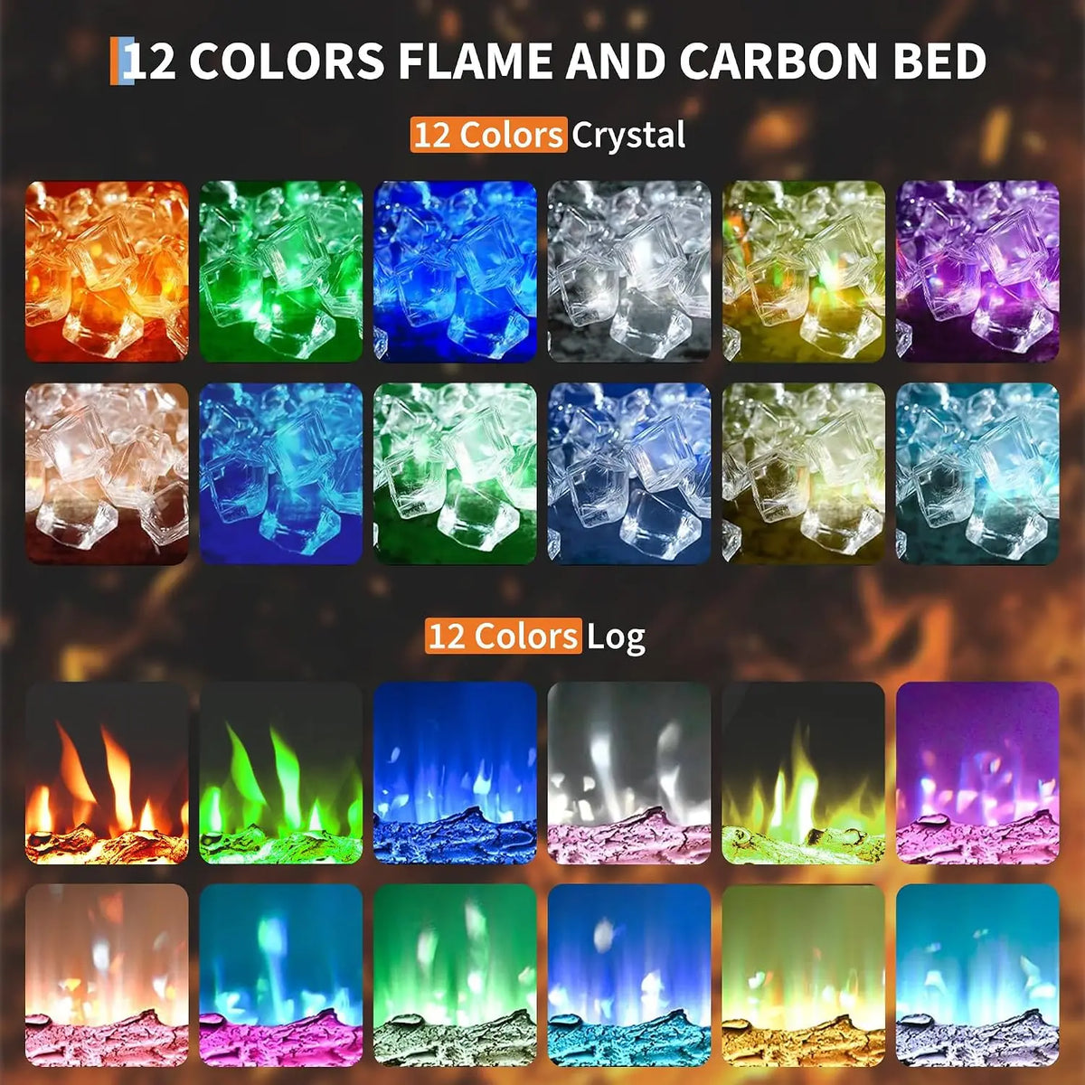 Wall Mounted Electric Fireplace Heater With Realistic Log Effects