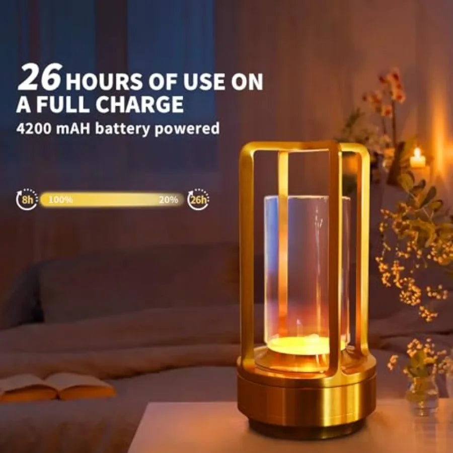 Rechargeable Solar LED Crystal Lantern Table Lamp Touch Dimming