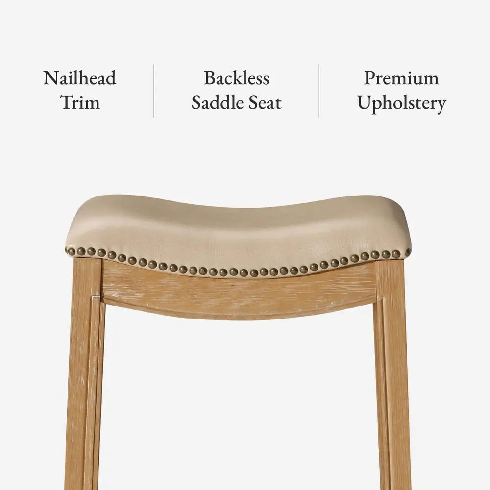 Adrien Backless Bar Stool With Saddle Seat And Footrest