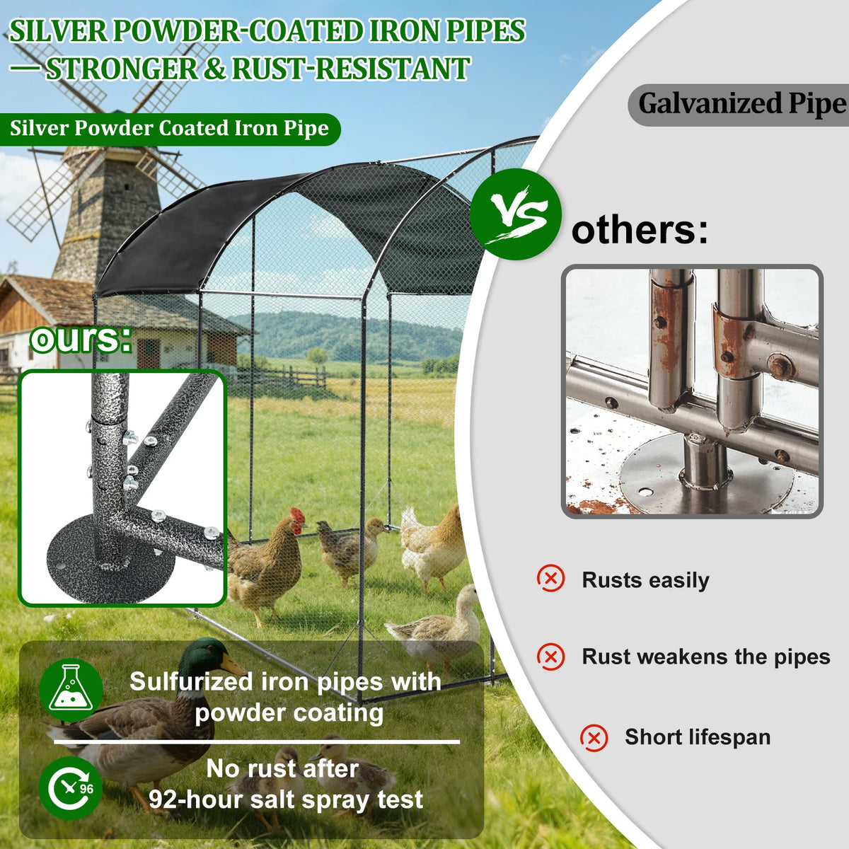 Borwart Outdoor Chicken Coop Cage With Durable Nylon Netting