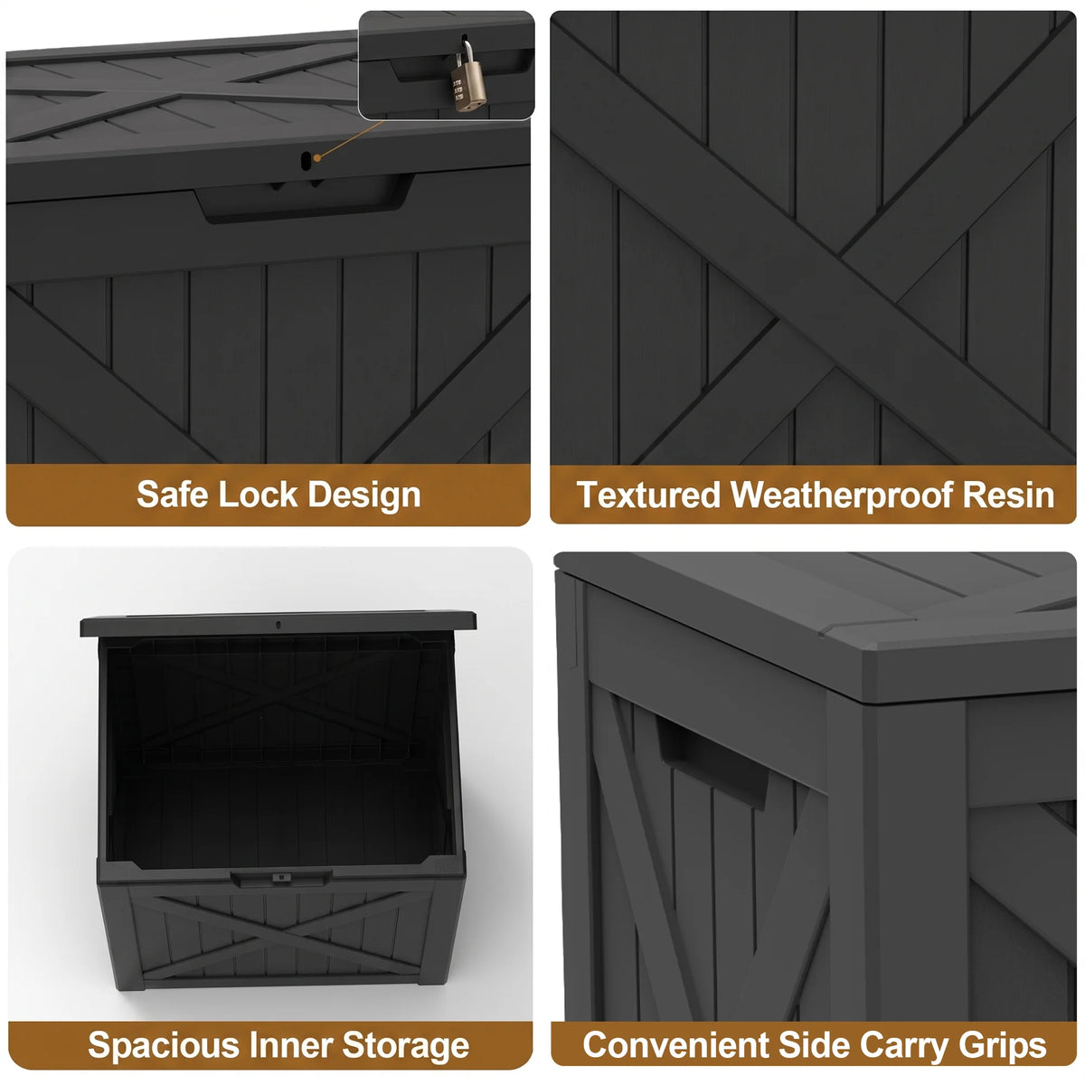 Waterproof Resin Outdoor Storage Box With Lock For Patio Deck