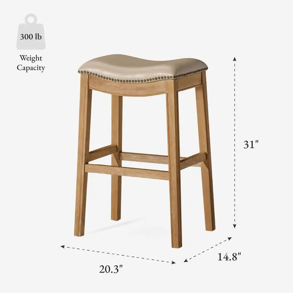 Adrien Backless Bar Stool With Saddle Seat And Footrest