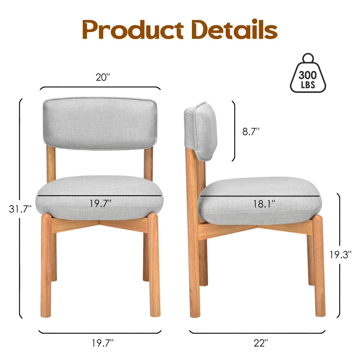 FARINI Modern Upholstered Dining Chairs Set of 2 for Home