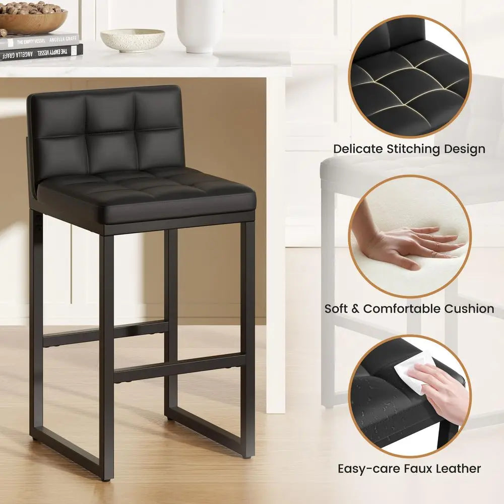 Counter Height Bar Stools Set Of 2 With Back Footrest