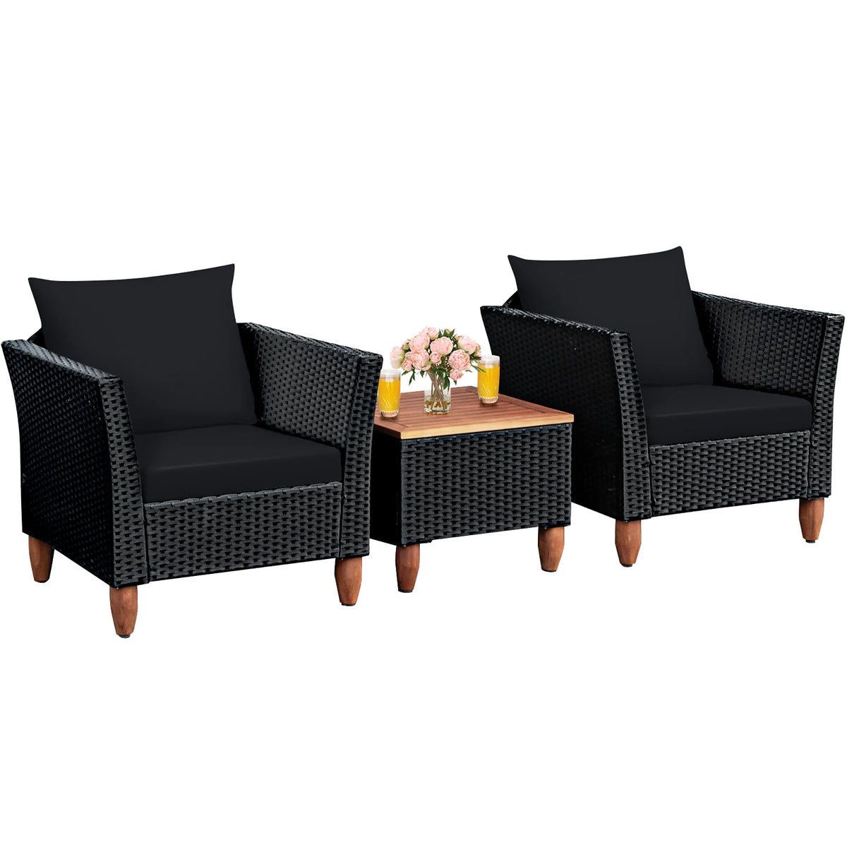 Homasis Outdoor Rattan Patio Furniture Set Cushioned Sofa