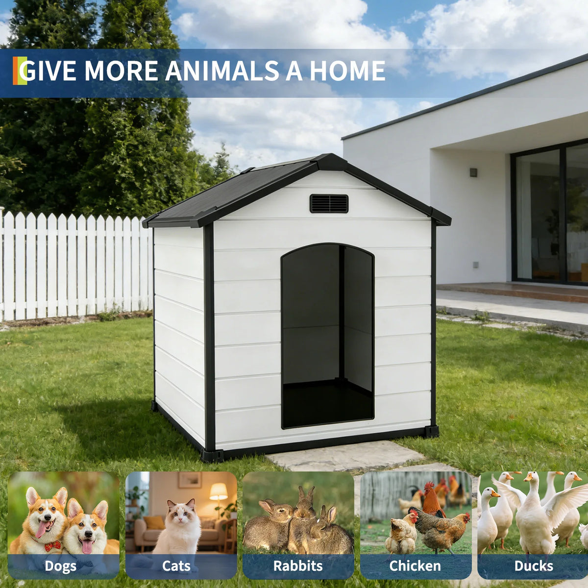 Large Waterproof Plastic Dog House With Removable Roof And Ventilation