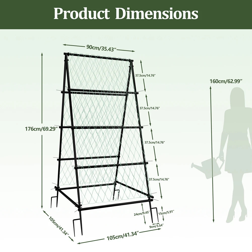 Wisfor Metal Garden Trellis Arch For Climbing Plants With Netting