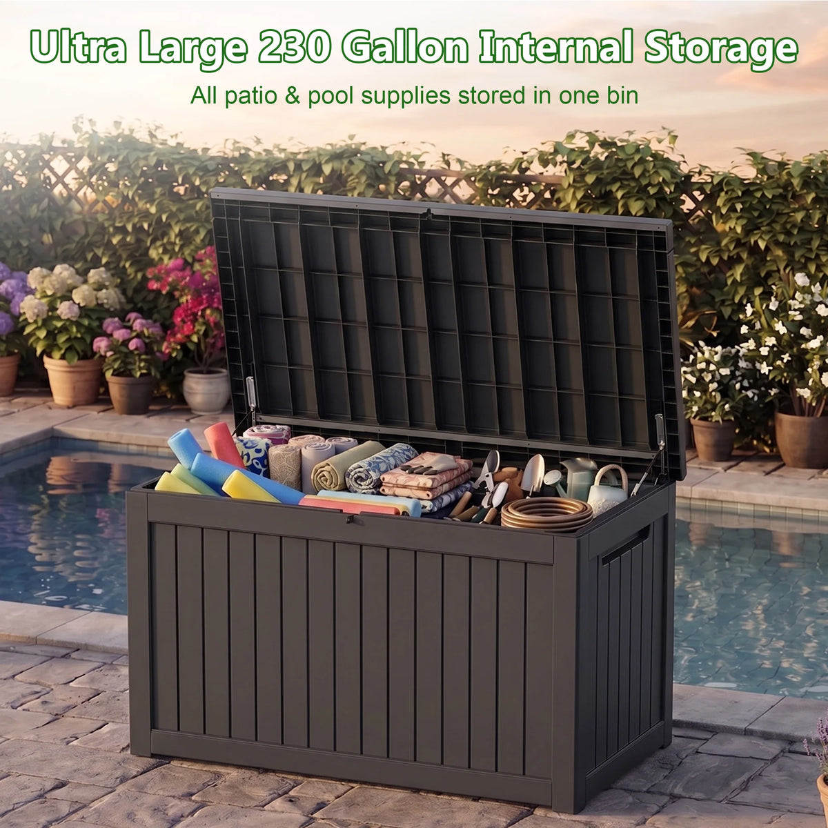 Waterproof Resin Outdoor Storage Deck Box With Lock