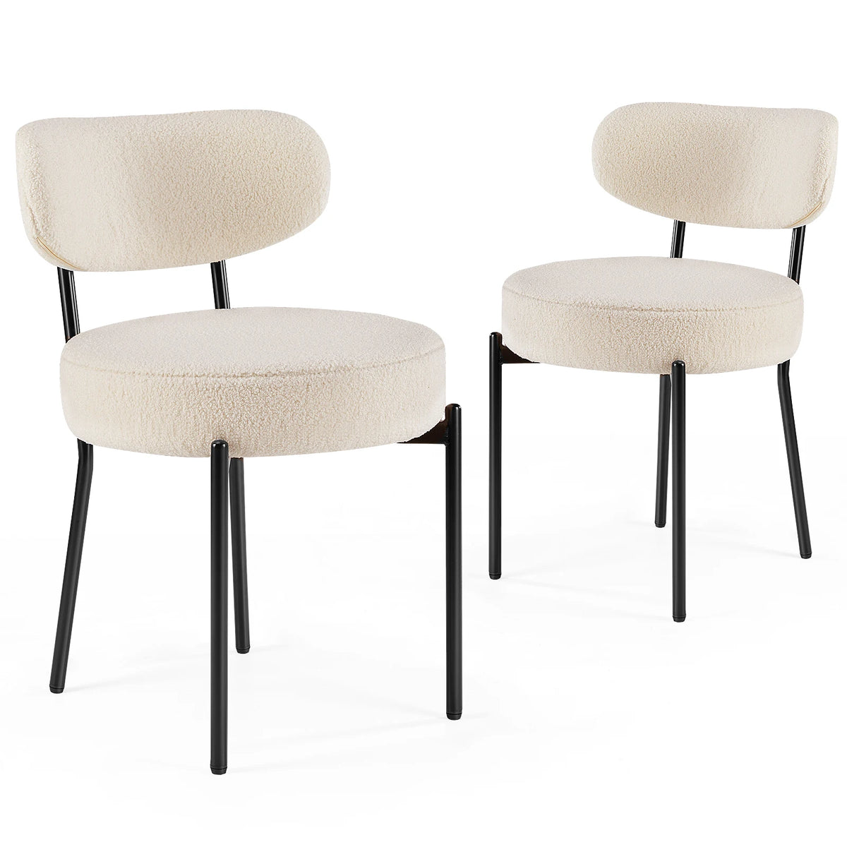 JHK Ergonomic Round Dining Chairs With Plush Fabric Curved Backrest
