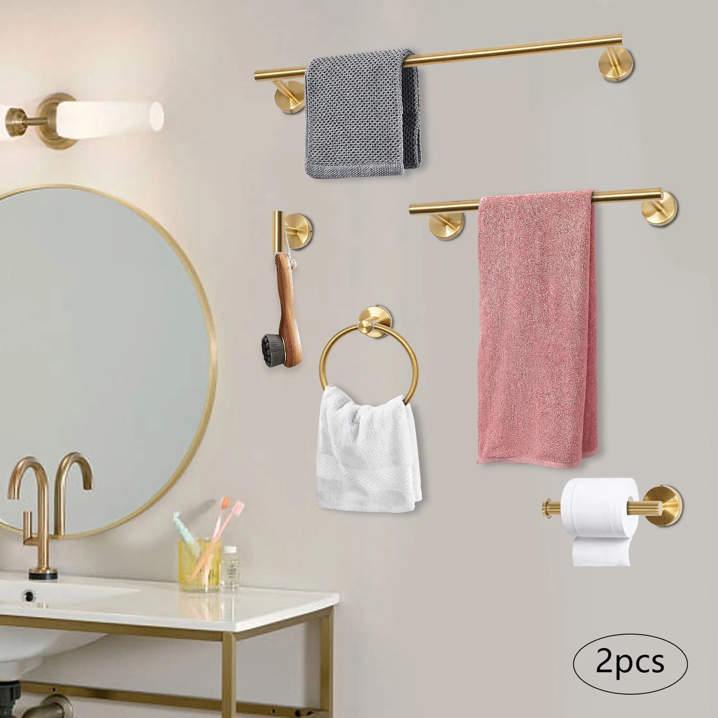 Stainless Steel Bathroom Hardware Set With Wall Mount Towel Rack
