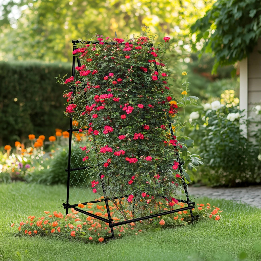Wisfor Metal Garden Trellis Arch For Climbing Plants With Netting