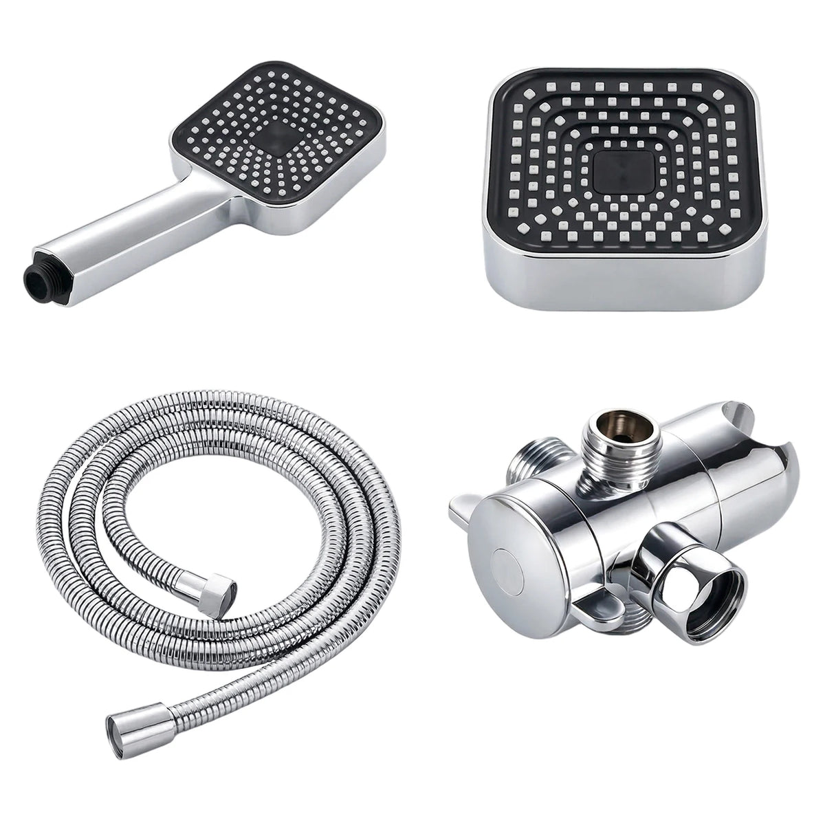 High Flow Wall Mounted Dual Rain Hand Shower Head Set