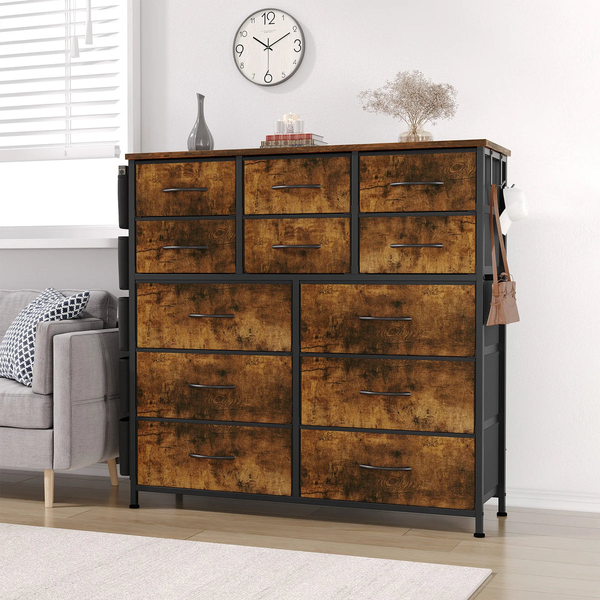 HiMISS 12 Drawer Fabric Storage Bedroom Dresser With Metal Frame