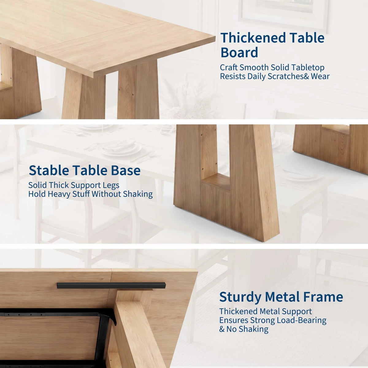HiMISS Modern Wooden Dining Table For Kitchen And Dining Room