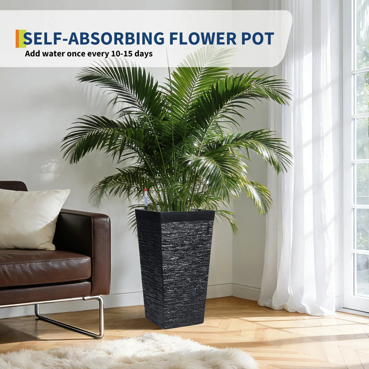 HiMiss Self Watering Planter With Drainage And Water Monitor