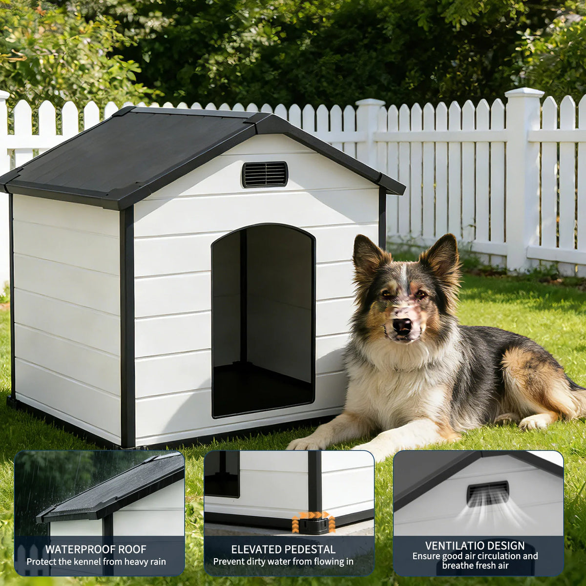 Large Waterproof Plastic Dog House With Removable Roof And Ventilation