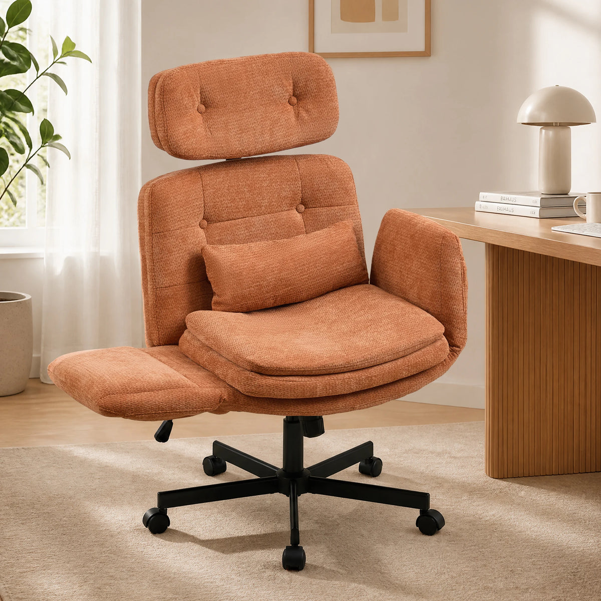 TCGBKAF Ergonomic Criss Cross Swivel Office Chair With Flip Armrests