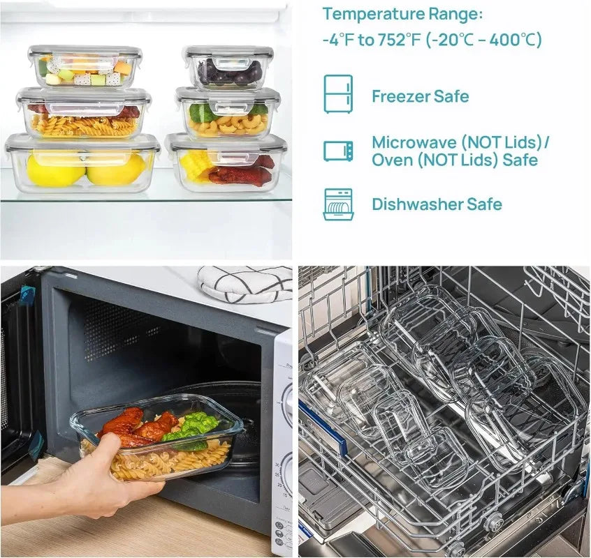 Glass Food Storage Containers With Airtight Lids Leakproof Meal Prep