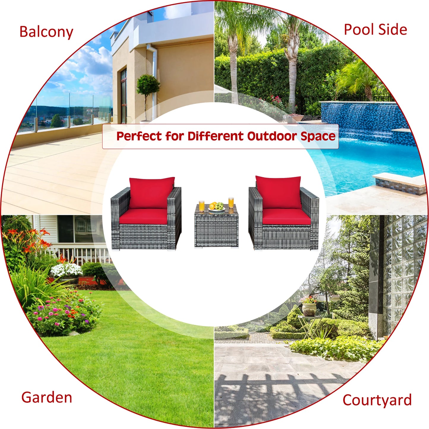 Homasis Rattan Patio Bistro Set With Cushioned Chairs And Table