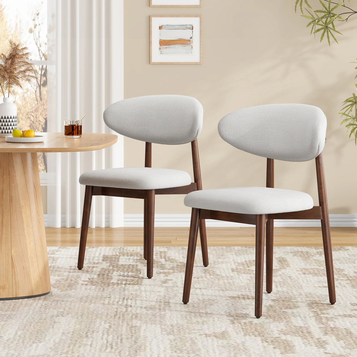 Farini Modern Fabric Upholstered Solid Wood Dining Chairs