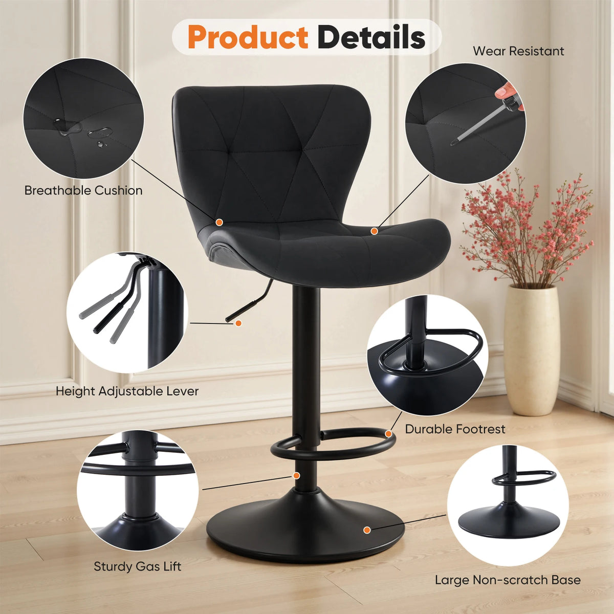 MCQ Ergonomic High Back Faux Leather Swivel Office Chair