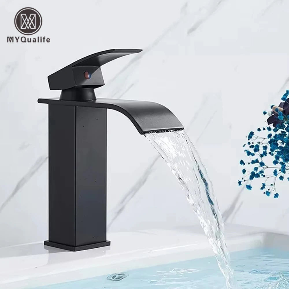 MYQualife Waterfall Basin Faucet Single Handle Hot And Cold Mixer