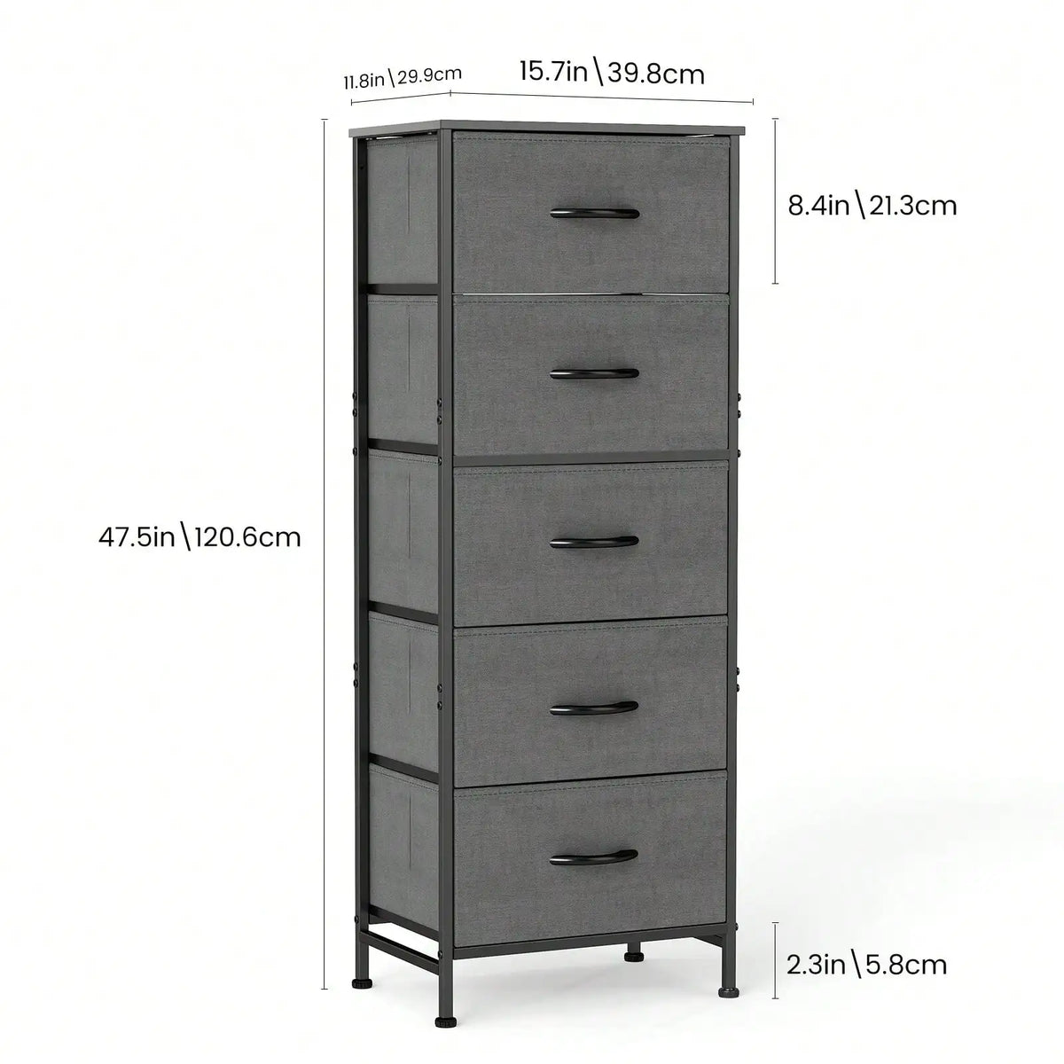 Fabric Storage Dresser With Wooden Top And Steel Frame Unit