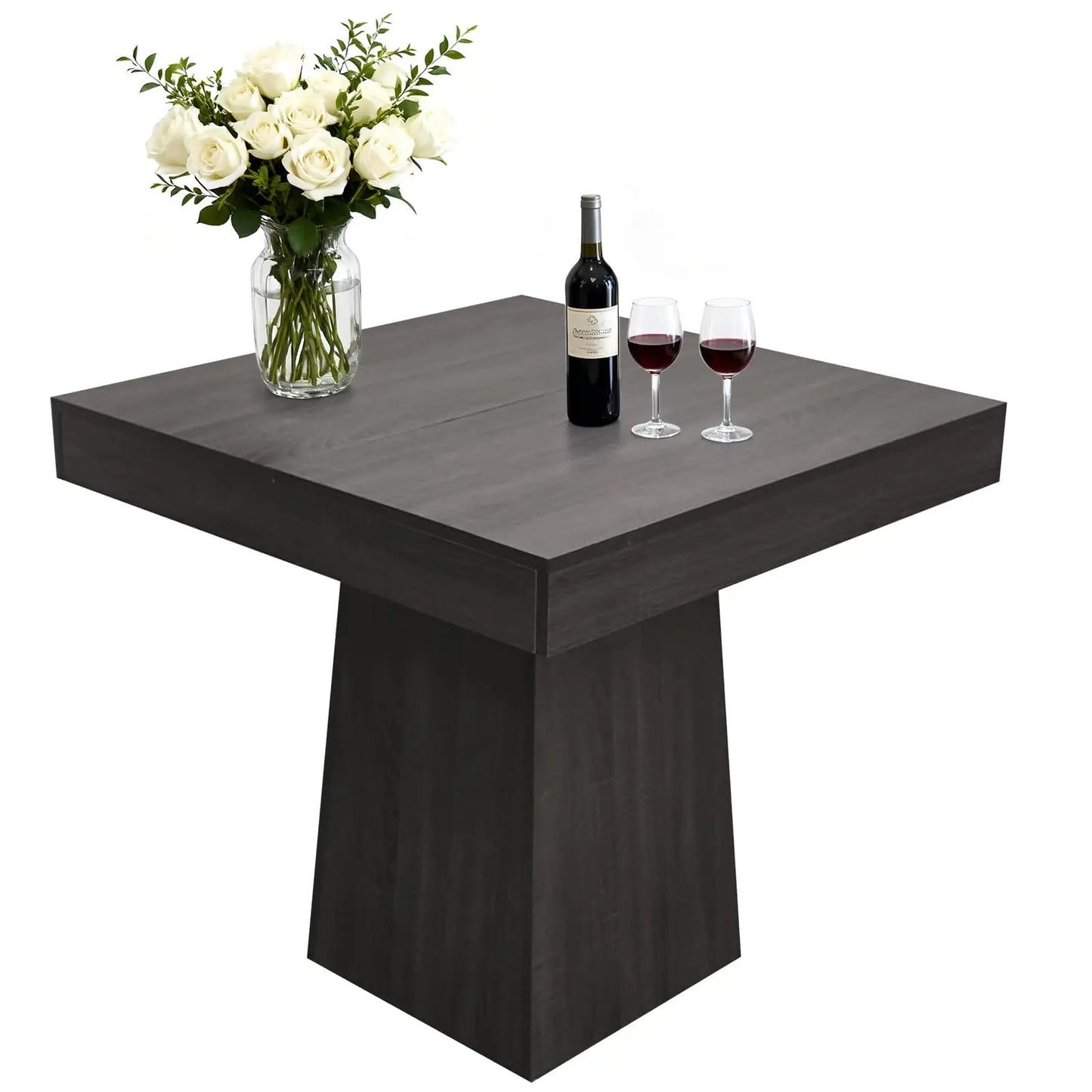 HiMISS Farmhouse Wood Pedestal Square Kitchen Dining Table