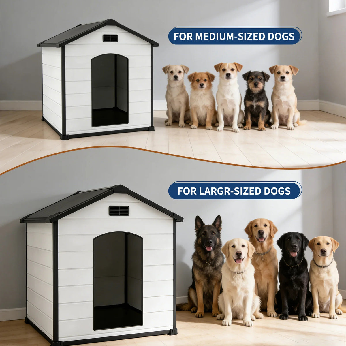 Large Waterproof Plastic Dog House With Removable Roof And Ventilation