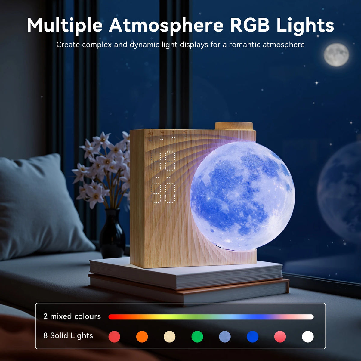 Reteyung Moon Lamp Sunrise Alarm With White Noise Sound Machine