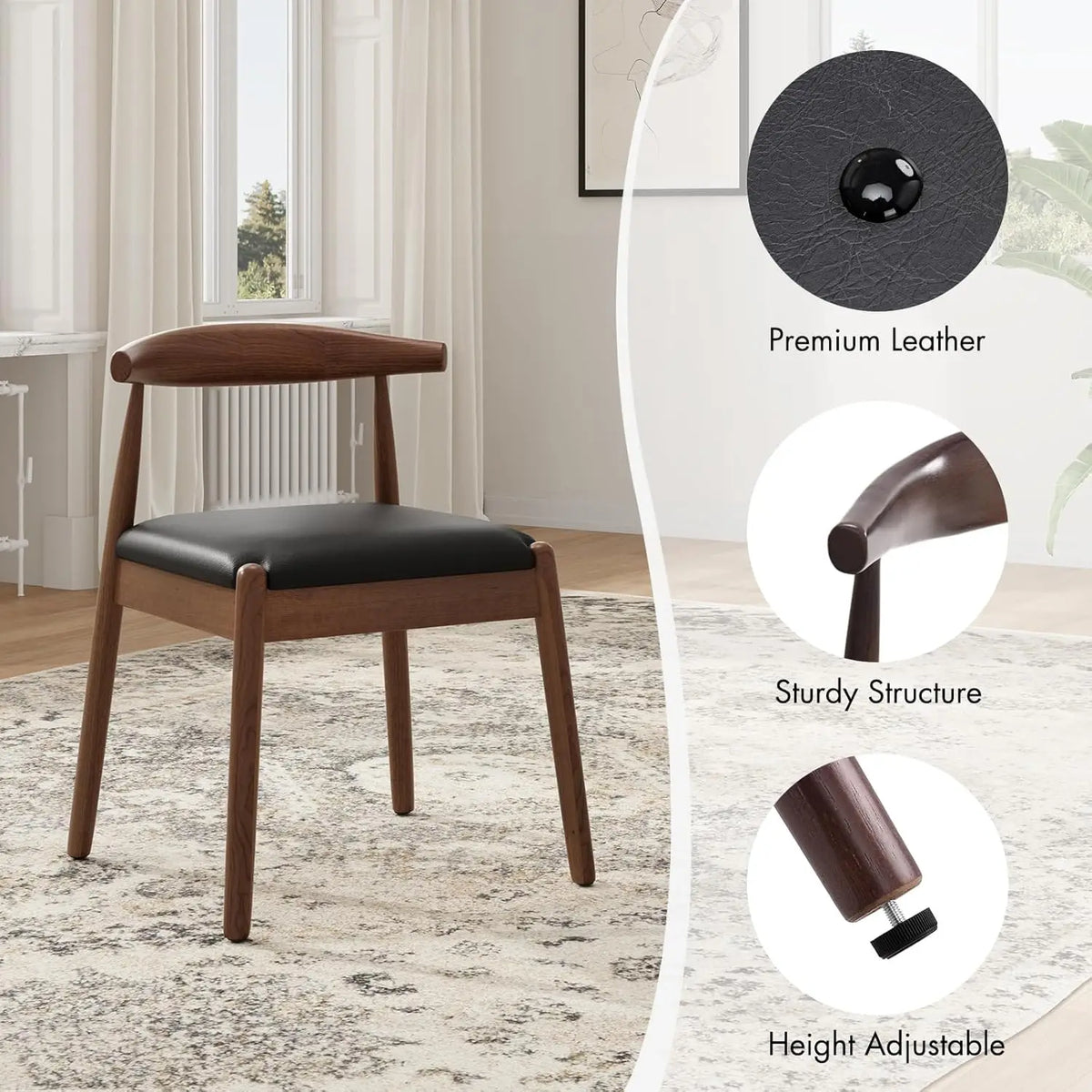 FARINI Mid-Century Modern Dining Chairs With Solid Wood Legs