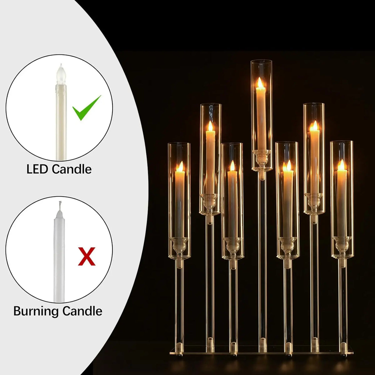 Vincigant 4 Piece 7 Arm Acrylic Candelabra Wedding Party Decor