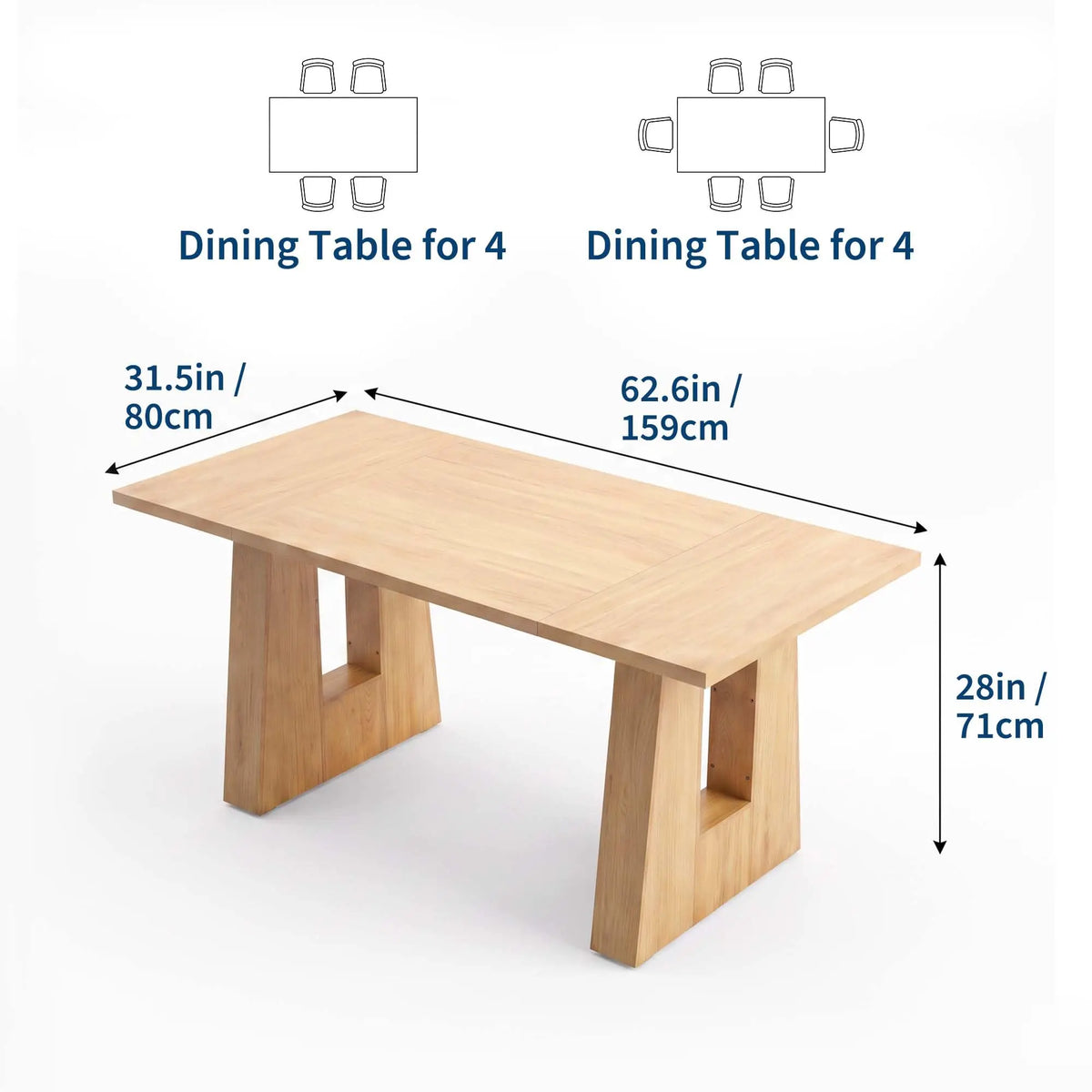 HiMISS Modern Wooden Dining Table For Kitchen And Dining Room