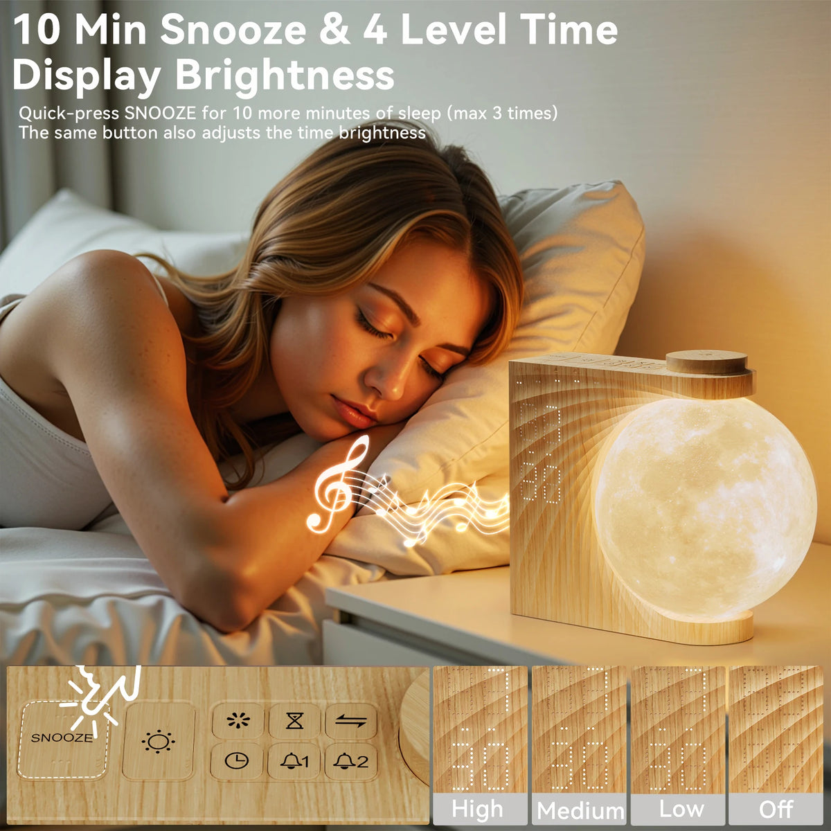 Reteyung Moon Lamp Sunrise Alarm With White Noise Sound Machine
