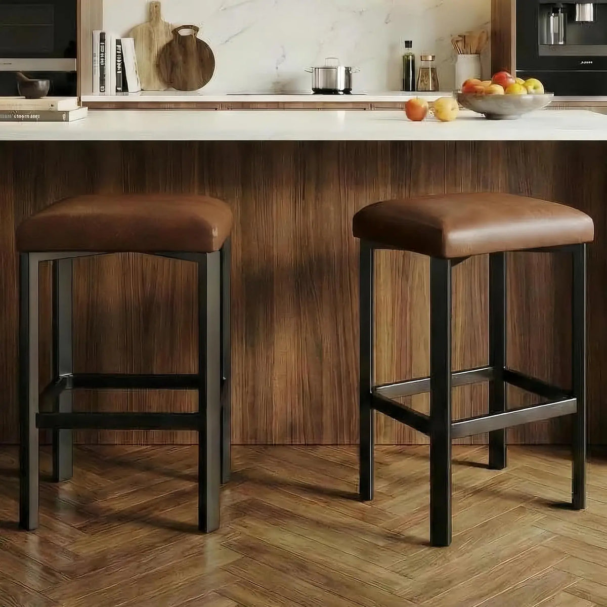 Studyset Modern Upholstered Bar Stools With Heavy Duty Metal Frames
