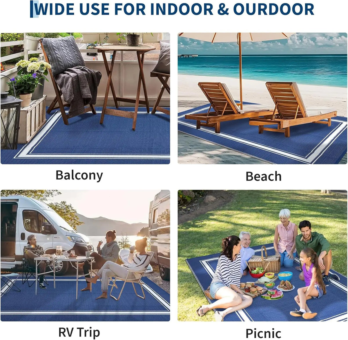 Garvee Waterproof Soft Fluffy Non Slip Indoor Outdoor Area Rug