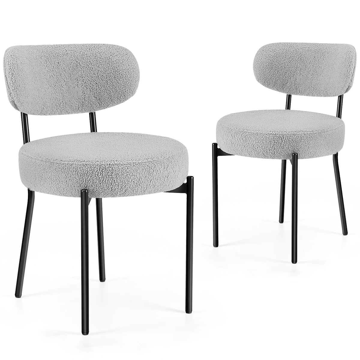 JHK Ergonomic Round Dining Chairs With Plush Fabric Curved Backrest