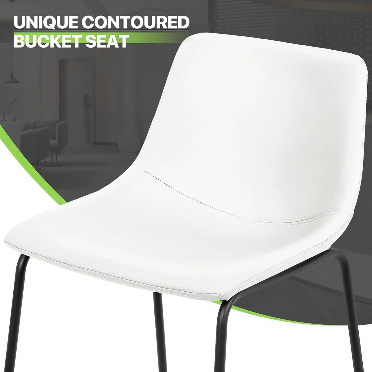 Modern PU Leather Counter Height Bar Stools With Metal Legs