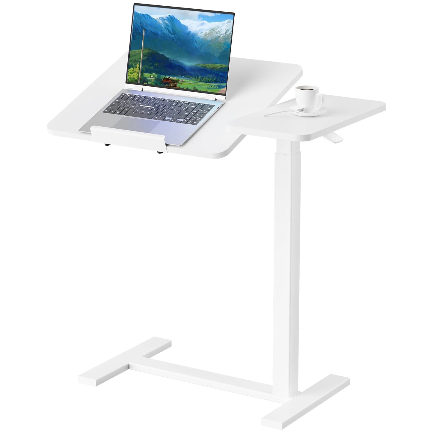 JHK Adjustable Height Overbed Desk With Tilt Top And Wheels