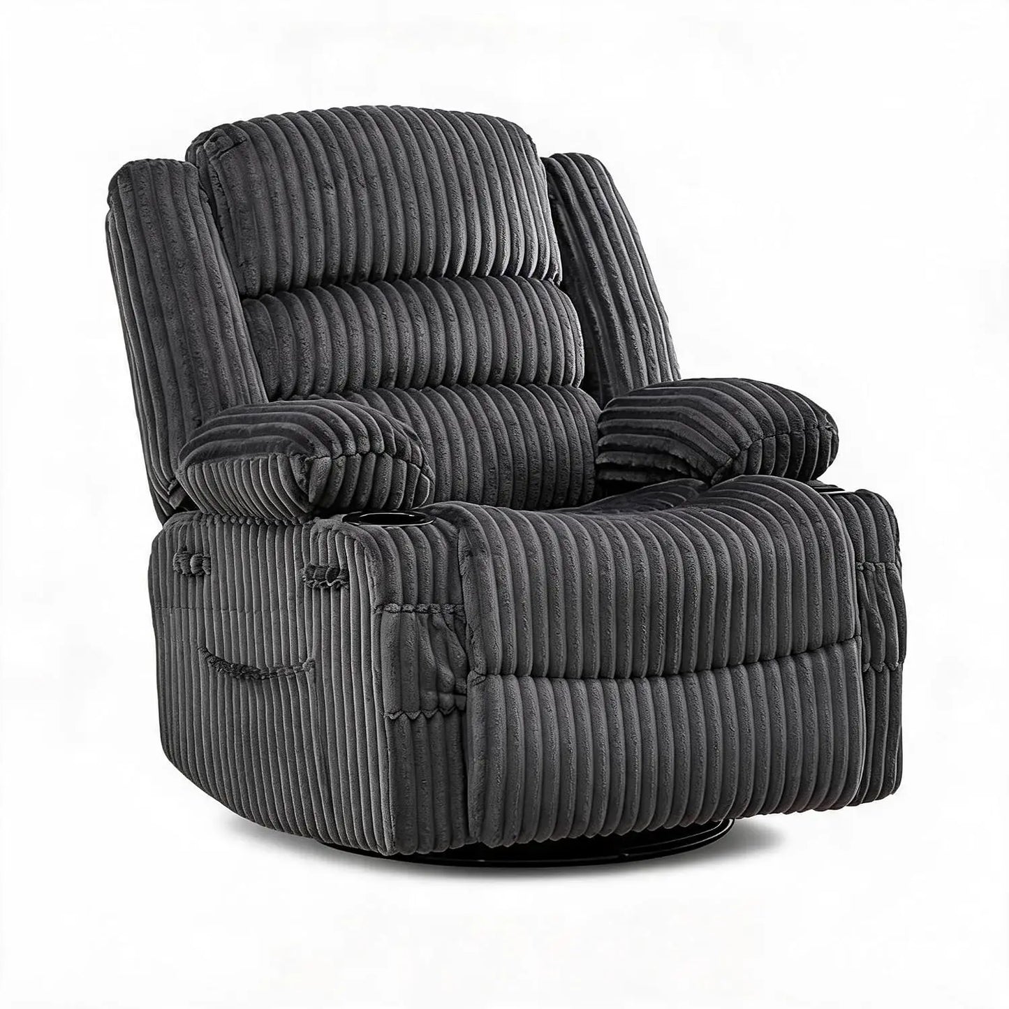 HiMISS 360 Swivel Rocking Recliner Chair With Deep Corduroy Seat