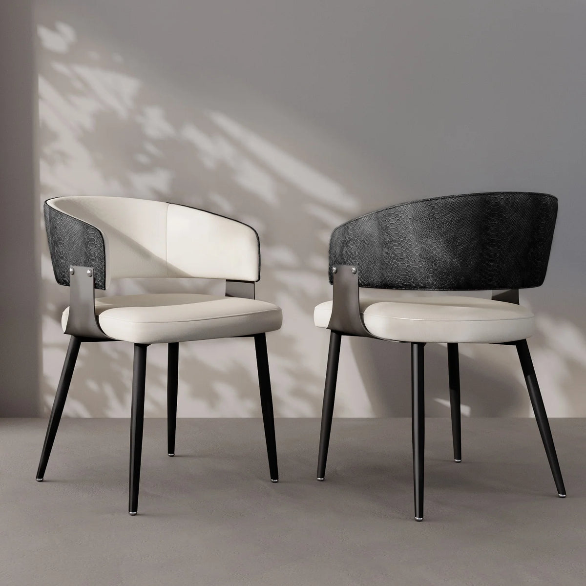 Stylish Upholstered Dining Chair With Padded Seat And Metal Frame