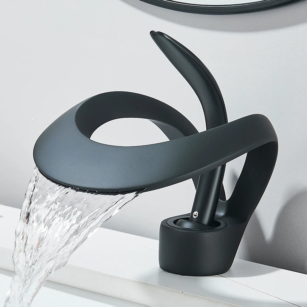Quyanre Solid Brass Waterfall Basin Faucet Single Handle Tap