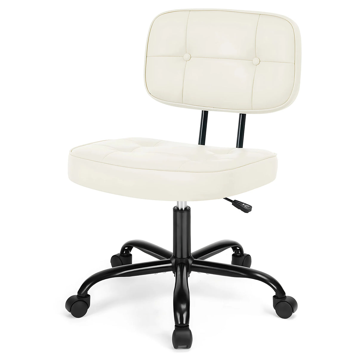 JHK Armless PU Leather Ergonomic Office Chair With Lumbar Support