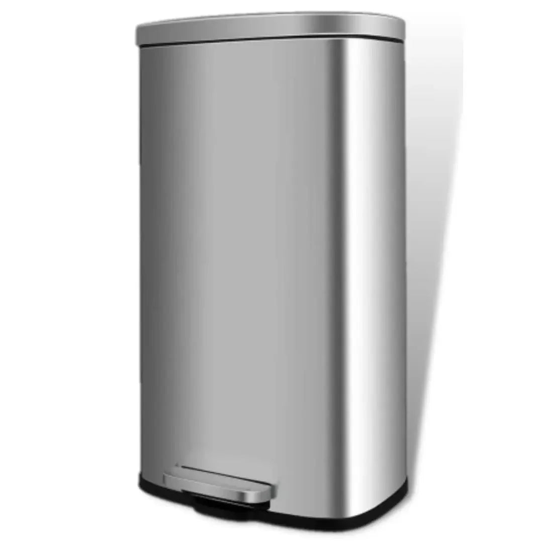 Homfa 30L Stainless Steel Step Trash Can Kitchen Garbage Can W/ Soft Close, Black,White, Silver, Gray, Red