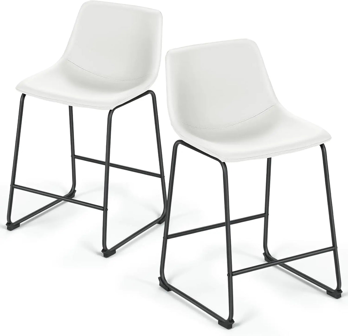 Modern PU Leather Counter Height Bar Stools With Metal Legs