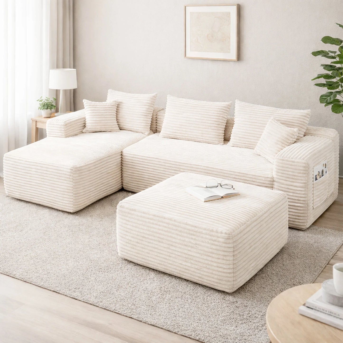 Modern Compressed Cloud L Shaped Modular Sectional Sofa