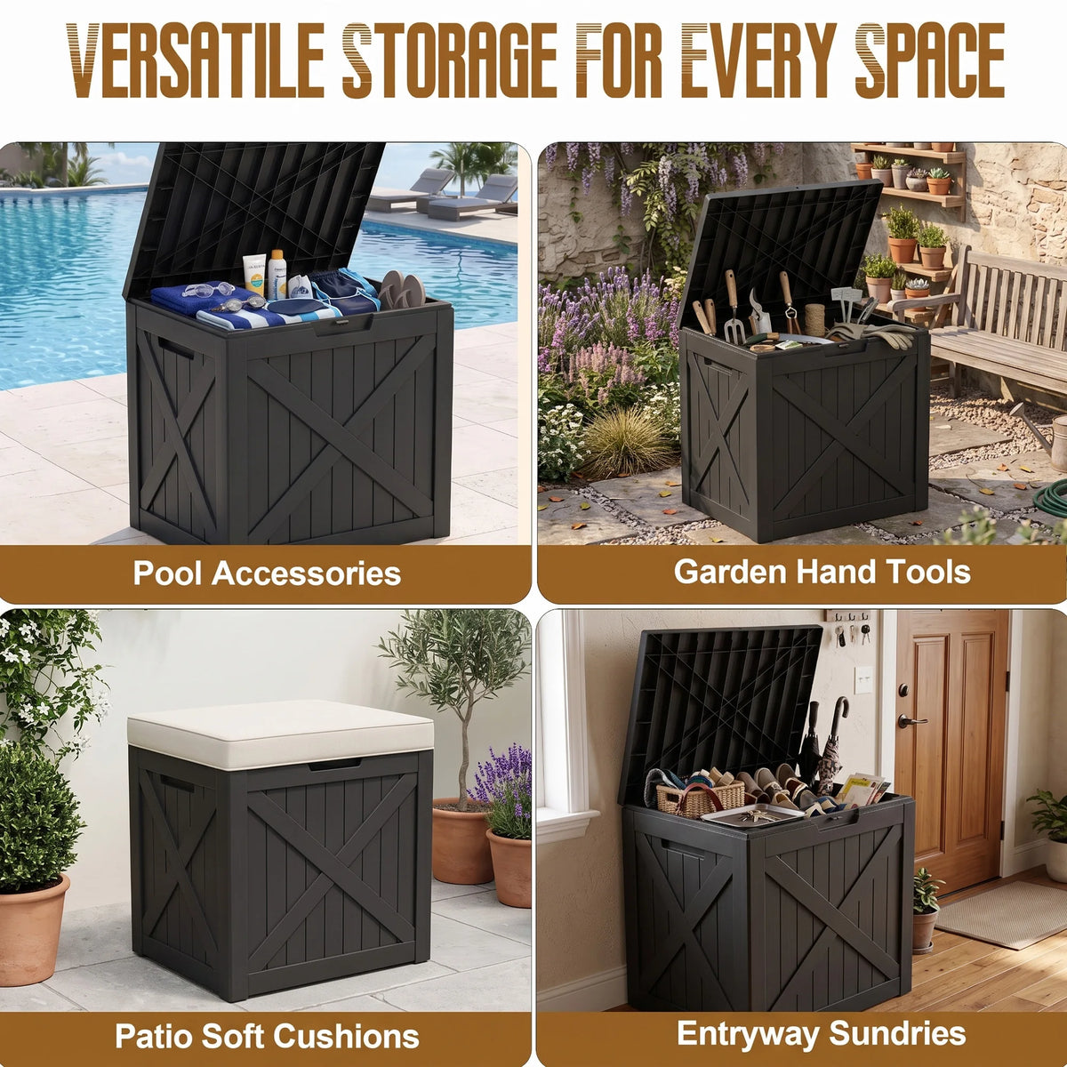 Waterproof Resin Outdoor Storage Box With Lock For Patio Deck